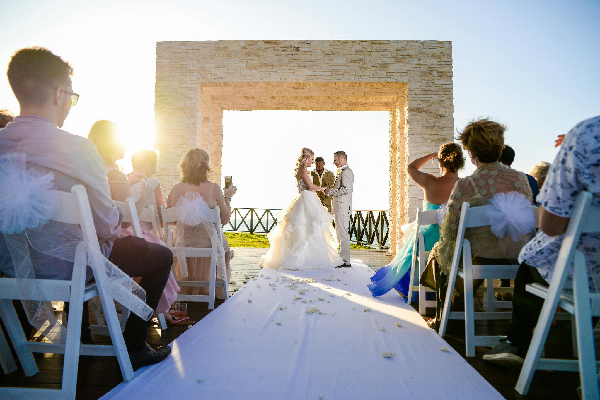 bride and groom exchanging vows at an outdoor wedding in Ireland